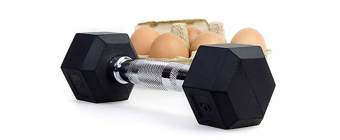 Some eggs and a dumbbell