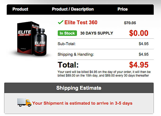The Shipping for The Elite Test 360 Free Sample